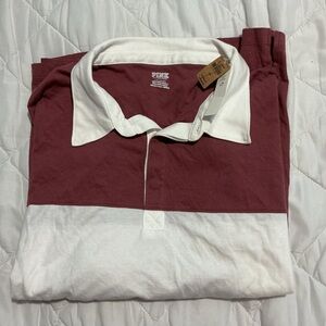 Victoria's Secret Burgundy and White Polo Shirt